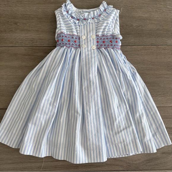 Pepa London Handsmocked Delicate Stripe Sleeveless Dress - Picture 1 of 5
